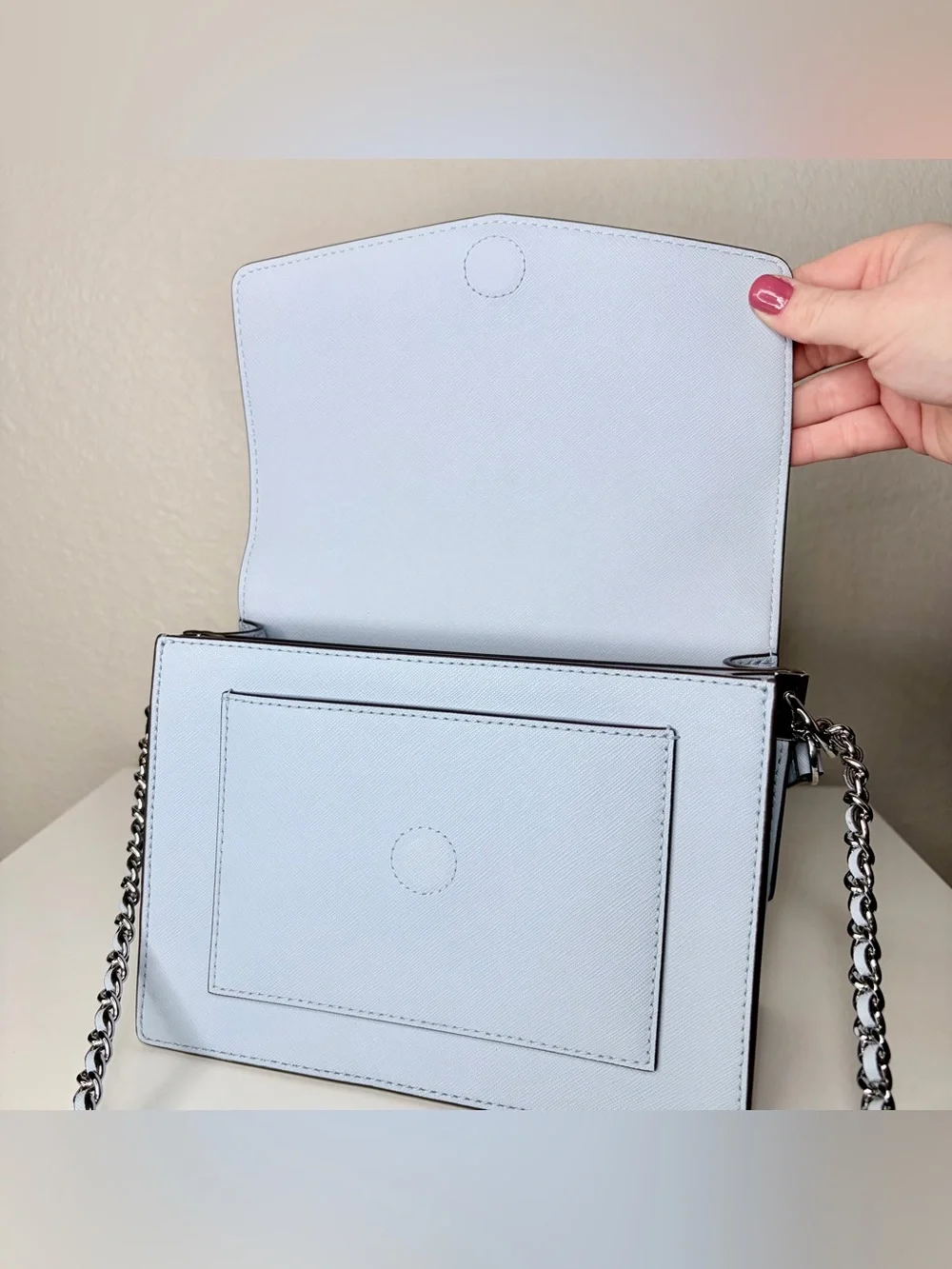 Tory Burch Robinson Convertible Pale Blue‎ Leather Crossbody